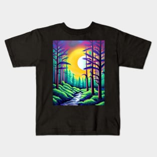 Beautiful Forest Moonlight Kids T-Shirt